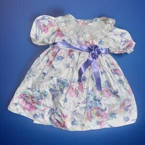 Vintage Girls Floral Dress Ruth Of Carolina Size 3T Made In USA Pastel Lace